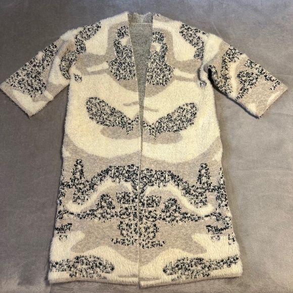 Anthropologie Winter Walk Fuzzy Kimono Open Long Cardigan Cottagecore Cozy - Picture 1 of 4
